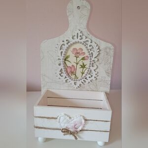 Sale! Upcycled Cutting Board Floral Decorative Wooden Box